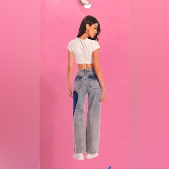 Blue wash heart shaped leg patch bootcut jeans size 9/29 new - Picture 4 of 16